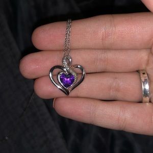 Amethyst and diamond heart necklace